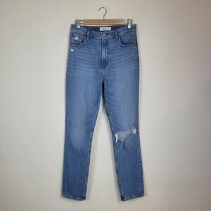 Abercrombie & Fitch Jeans 29 8 Blue 90s Slim Straight Ultra High Rise Distressed